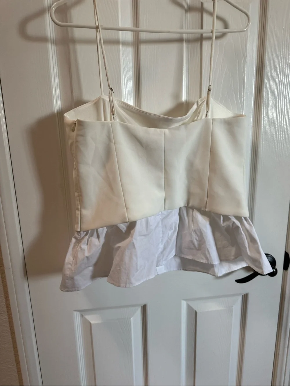 Zara Mixed Poplin Top with a structured white bustier bodice spaghetti straps - Picture 4 of 11